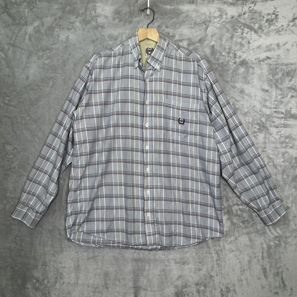 Cinch Shirt Mens Medium Gray Blue Plaid Button Down Western Rodeo Cotton Casual